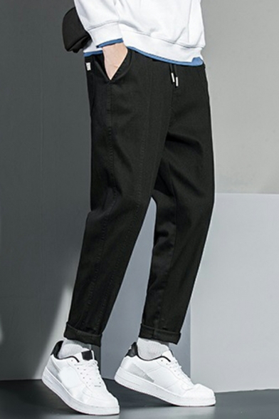 Classic Slim Fit Sport Trousers Cotton Plain Jogger Sweatpants With Elasticated Waistband