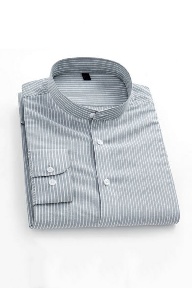Stretch Long-sleeved Non-Iron Solid Color Striped Breathable Casual Lapel Business Shirt