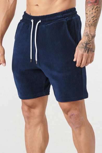Simplicity Slouch Fit Polyester Athletic Shorts Plain Sporty Shorts With Pocket