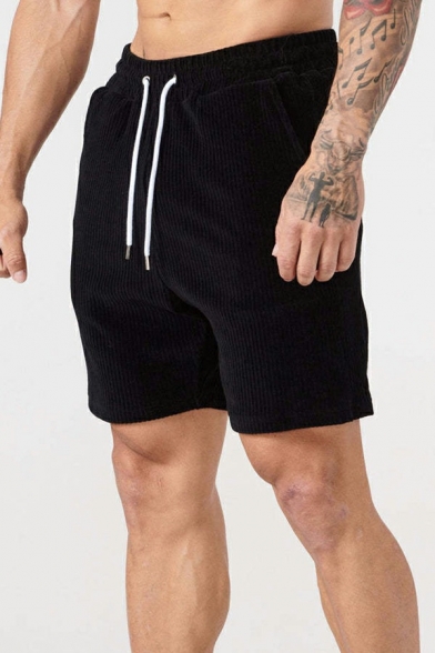 Simplicity Slouch Fit Polyester Athletic Shorts Plain Sporty Shorts With Pocket