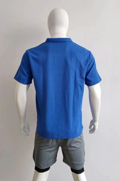 Men Fashionable Solid Color Short Sleeve Loose Fitted Polo Shirt