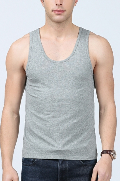 Fashionable Men's Whole Color Sleeveless Hoodie Extra Slim Fit Vest