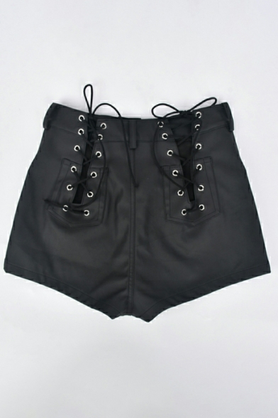 Skinny Leggings Crop Trouser Polyester Plain Women’s Shorts in Black