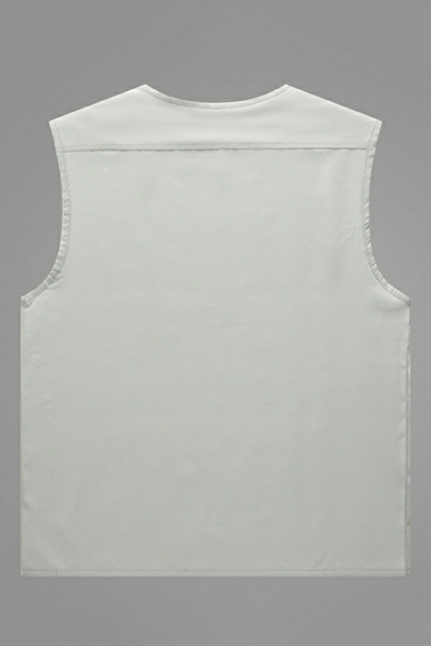 Slim Fit Plain Sleeveless Tank Zipper Fly Men’s Vest With Pockets