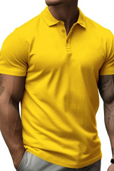 Boyish Men's Solid Color Short Sleeve Relaxed Summer Polo Shirt