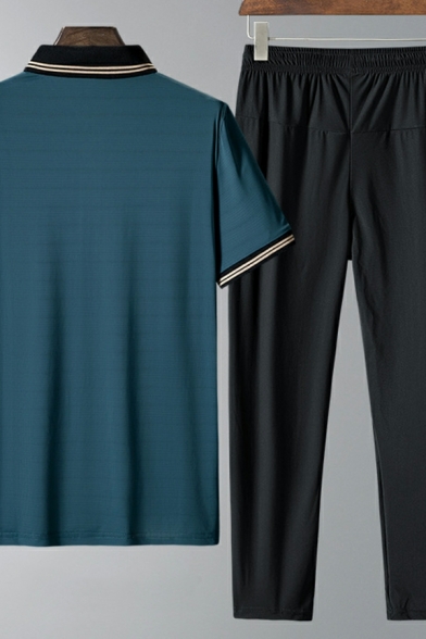 Short Sleeve Lapel Collar Sportswear Long Length Sporty Suit