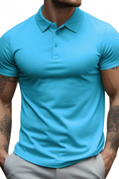 Boyish Men's Solid Color Short Sleeve Relaxed Summer Polo Shirt