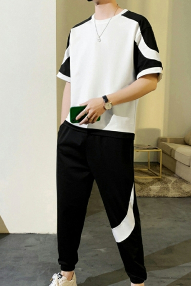 Short Sleeve Round Neck Casual Outfit Full Length Slim Fit Sportswear