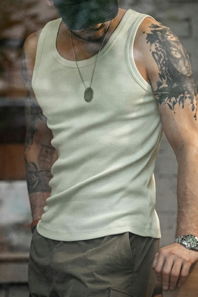 Leisure Men's Whole Color Sleeveless Extra Slim Fit Tank