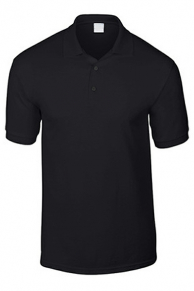 Stylish Men's Pure Color Regular Fit Sleeve Round Collar Polo Shirt