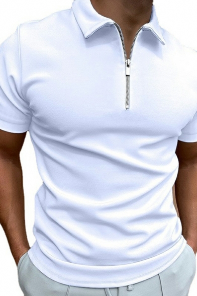 Trendy Men's Whole Color Short Sleeved Loose Polo Shirt