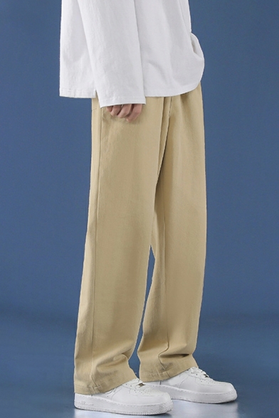 Loose Fit Long Length Trousers Plain Cotton Men’s Lounge Pants
