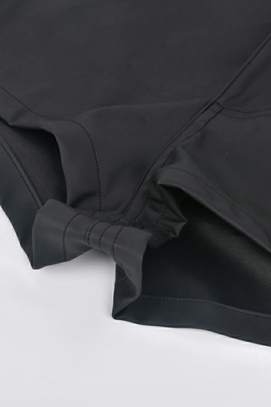 Skinny Leggings Crop Trouser Polyester Plain Women’s Shorts in Black