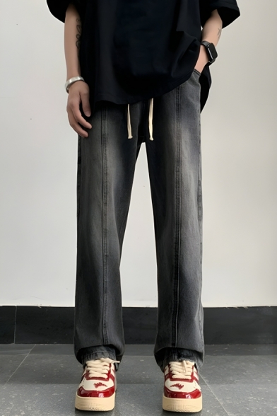 Trendy Men’s Straight-Leg Long Length Lounge Pants With Drawstring Fastening