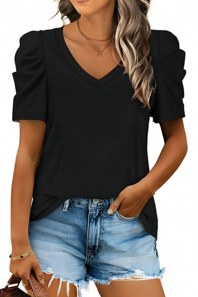 Fancy Women’s Polyester Short Sleeve Round Neck Slim Fitted T Shirt