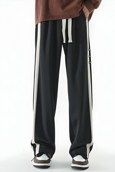 Athletic Style Men’s Striped Pattern Full Length Loose Fit Sport Trousers