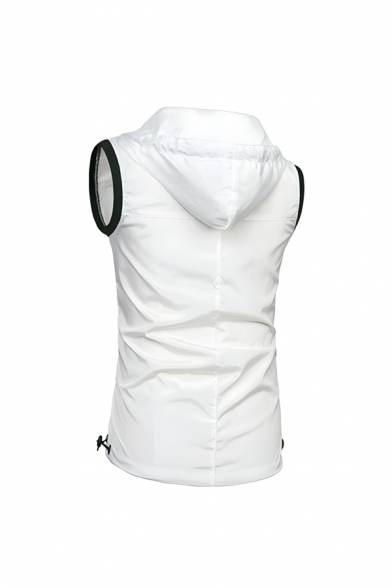 Lightweight Men’s Plain Slim Fitted Hooded Sleeveless Sporty Vest With Zipper Fly