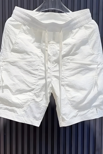 Simplicity Men’s Plain Pattern Slim Fit Sporty Shorts With Drawstring Fastening