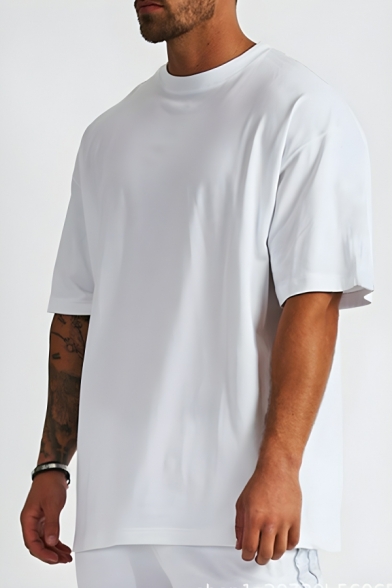 Simplicity Men’s Plain Round Neck Short Sleeve Cotton T Shirt