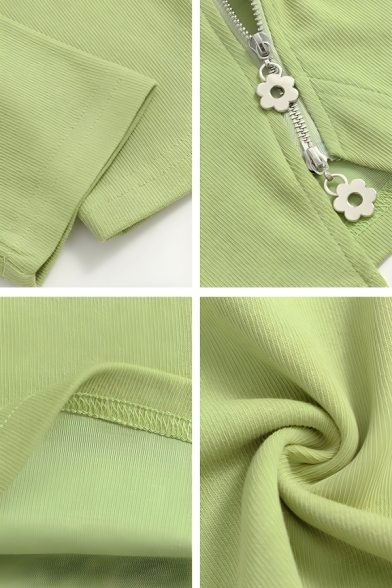 Modern Girl's Simple Pure Color Polo Collar Long Sleeve Street Looks Polo Shirt