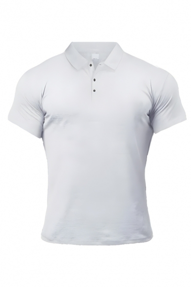 Simplicity Men’s Plain Short Sleeve Slim Fitted Lapel Neck Polo Shirt