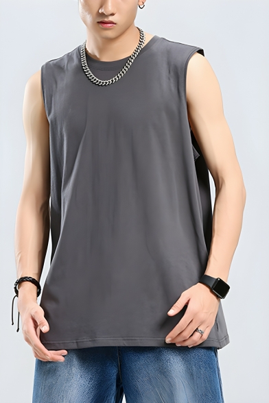 Street Style Men's Solid Color Sleeveless Loose Casual Fit Tank