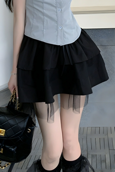 Fashionable Girl's Whole Color Sexy Slim Fitted A-line Skirt