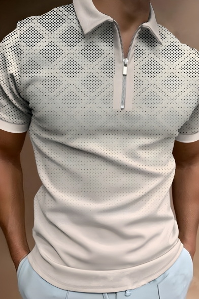 Creative Boys' Geometric Pattern Lapel Summer Short-Sleeved Polo Shirt