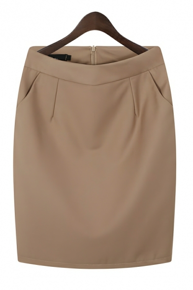 Fashion Girls Solid Color Wallet Bag High Waist Bag Hip Work Skirt