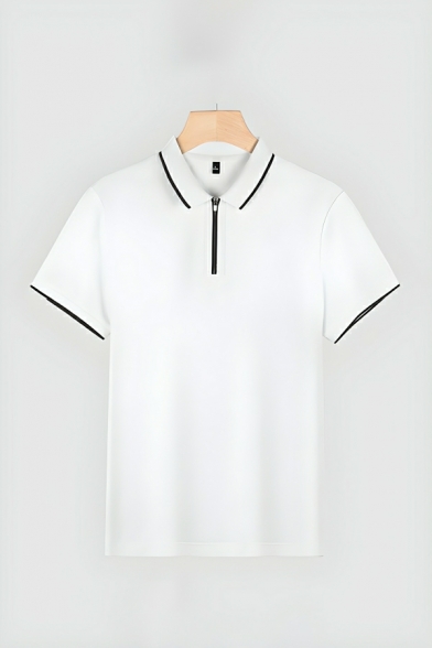 Trendy Men's Pure Color Short Sleeve Regular Fit Lapel Polo Shirt