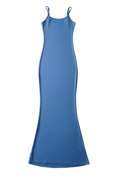 Simple Women's Solid Color Sleeveless Sexy Slim Mermaid Suspender Dress