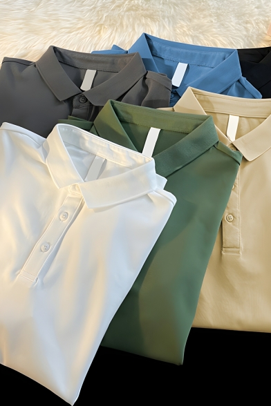 Trendy Boys Solid Color Lapel Summer Short Sleeve Polo Shirt
