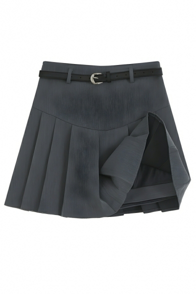 Street Style Girl's Whole Color Summer Sexy Slim Pleated Skirt