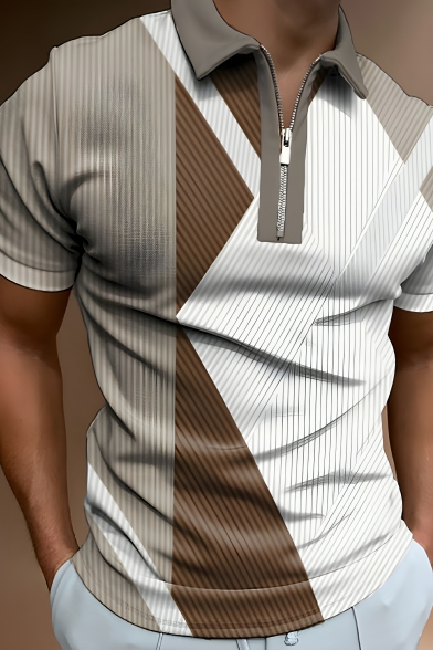 Creative Boys' Geometric Pattern Lapel Summer Short-Sleeved Polo Shirt