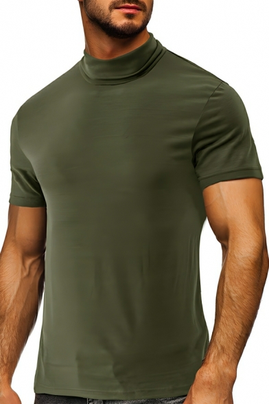Feminine Men's Pure Color Round Neck Short Sleeve Extra Slim Fit T-Shirts