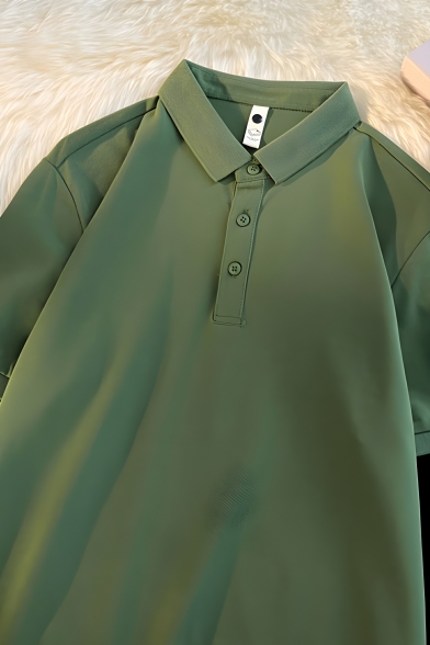 Trendy Boys Solid Color Lapel Summer Short Sleeve Polo Shirt