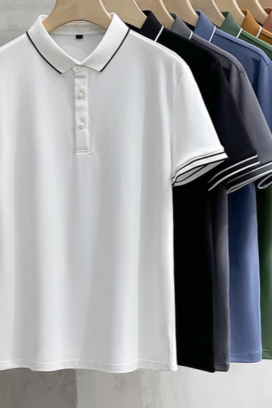Men's Street Style Contrast Half Sleeve Regular Fit Polo Shirt