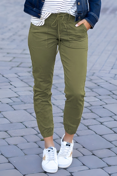 Modern Girl's Simple Pure Color Plain Street Looks Pants
