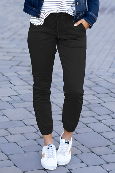 Modern Girl's Simple Pure Color Plain Street Looks Pants