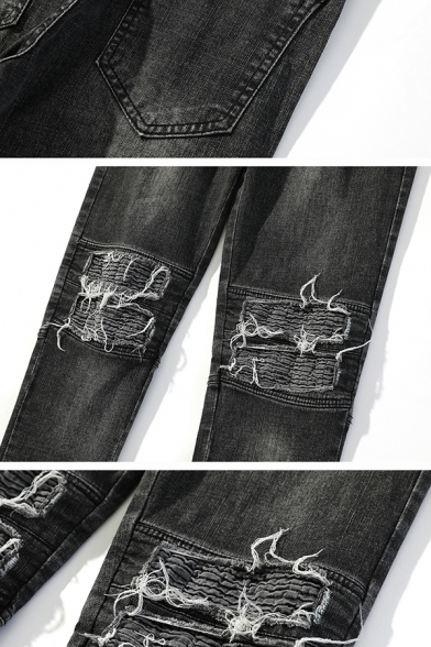 Trendy Boys Straight-leg Loose Washed Jeans with Hole Details