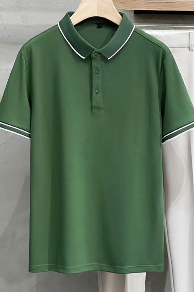 Retro Men's Contrast Striped Short Sleeve Regular Fit Polo Shirt