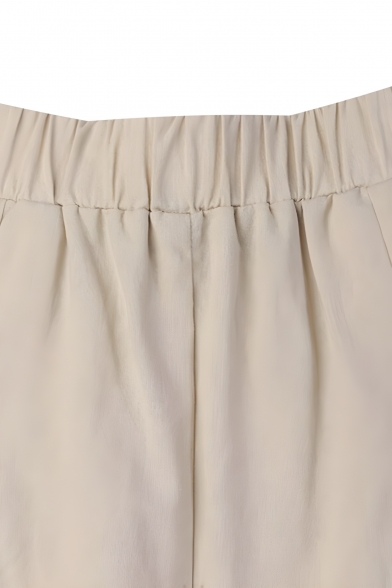 Retro Women's Solid Color Summer Wide Leg Elastic Waist Pants