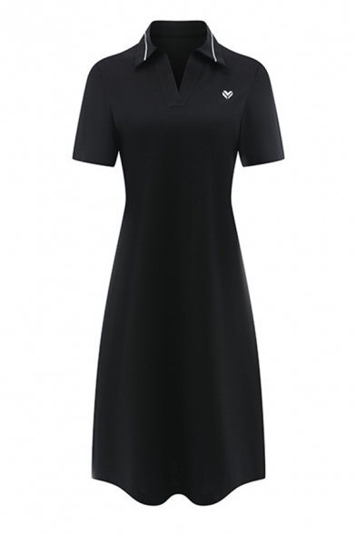 Leisure Womens Dress Collar Short Sleeve Short Length Polo Dress
