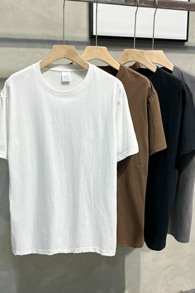Boys Street Style Solid Color Round Neck Summer 5 Quarter Sleeve T-Shirt