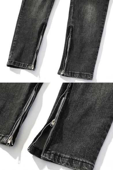 Trendy Boys Straight-leg Loose Washed Jeans with Hole Details