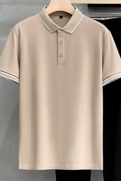Men's Street Style Contrast Half Sleeve Regular Fit Polo Shirt