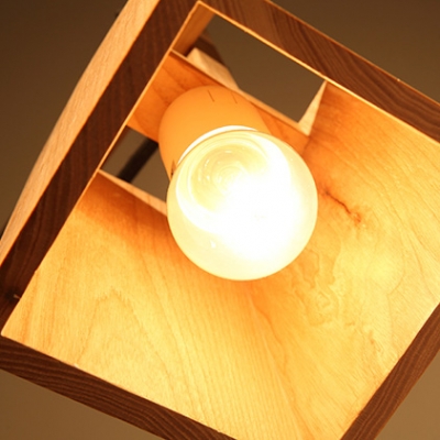 High Cube Shaded Swing Arm Elegant Designer Wood Table Lamp 20.8”