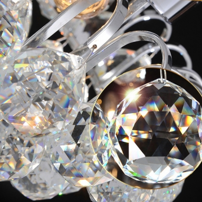 Chrome Finished Frame Hanging Cluster of Clear Crystal Balls Brilliant Design Flush Mount