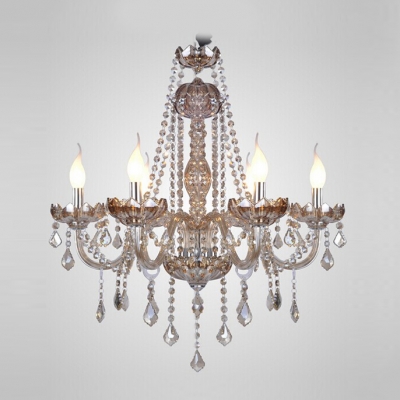 

Crystal Strands and Droplets Cascades 6-Light 28.3"High Crystal Chandelier, HL360167