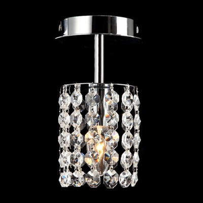 Ddelicate Polished Chrome Finish Base and Strings of Clear Crystal Beads Composed Sophisticated Semi Flush Mount Light